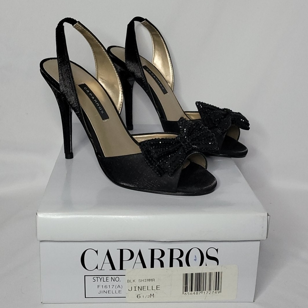 CAPARROS Women's Jinelle Black Size 6 1/2 High Heel Evening Shoes